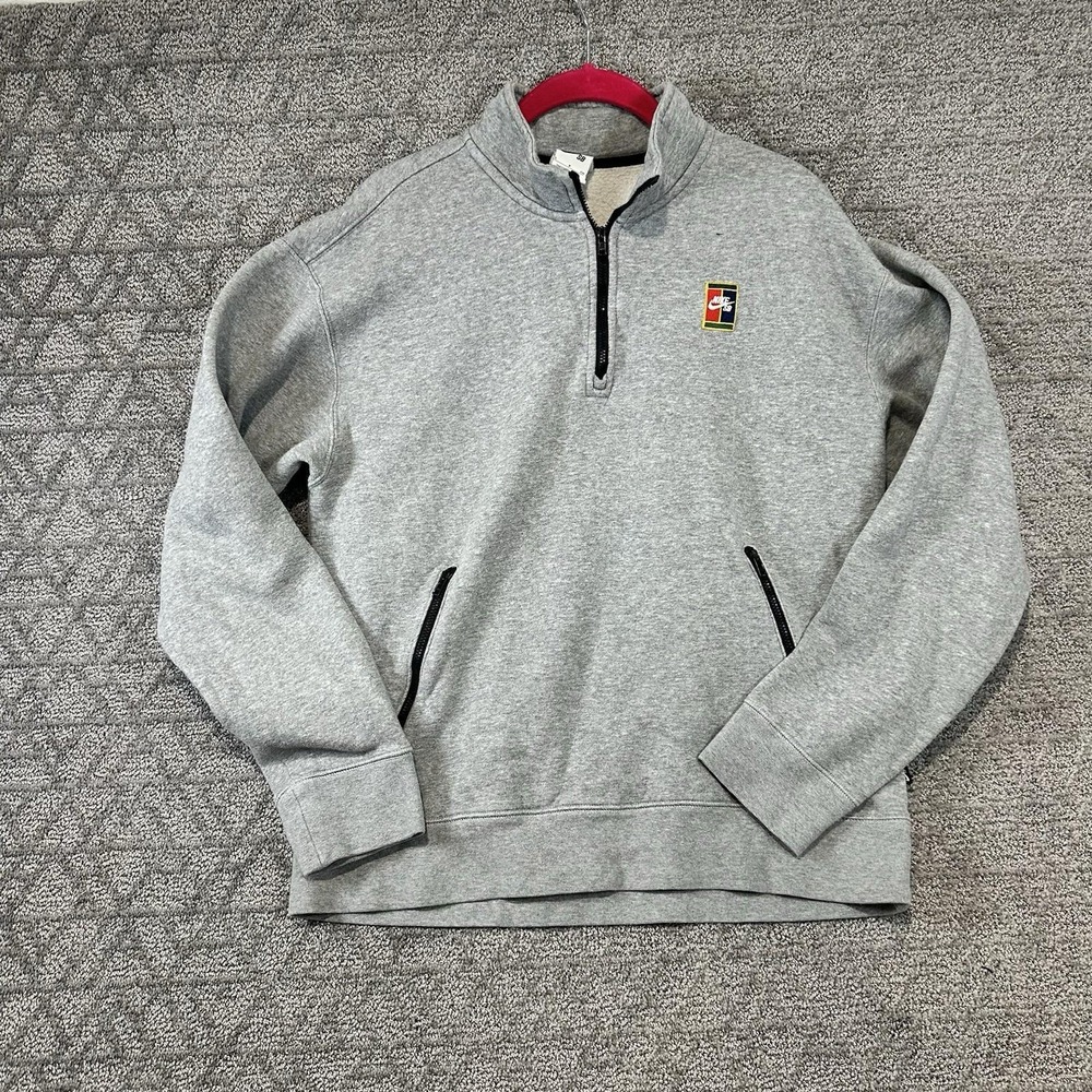 Nike SB Pullover Sweater Mens Small Gray Half Zip Patch Skateboarding DA4209-063